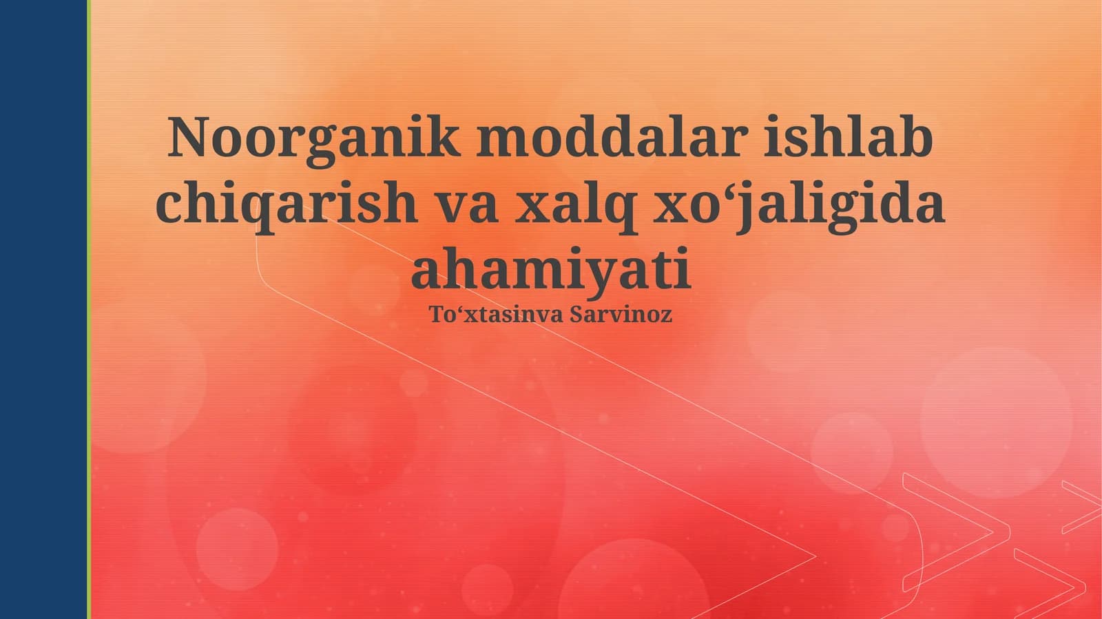 Kimyoviy tolalar va polimerlar ishlab chiqarish