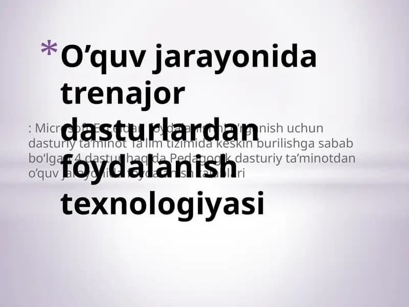 Microsoft Exceldan foydalanishni o’rganish uchun dasturiy ta’minot