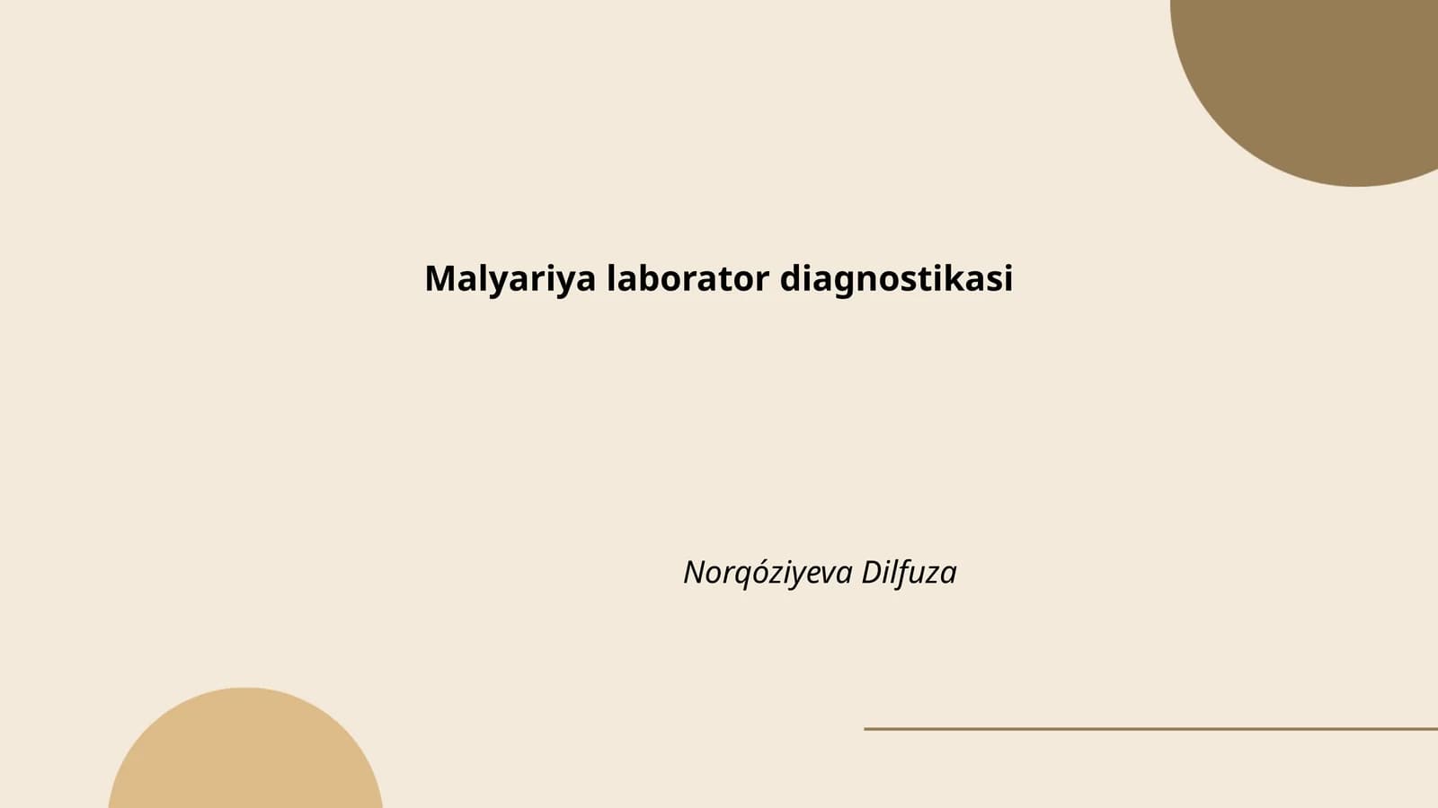 Malyariya laborator diagnostikasi