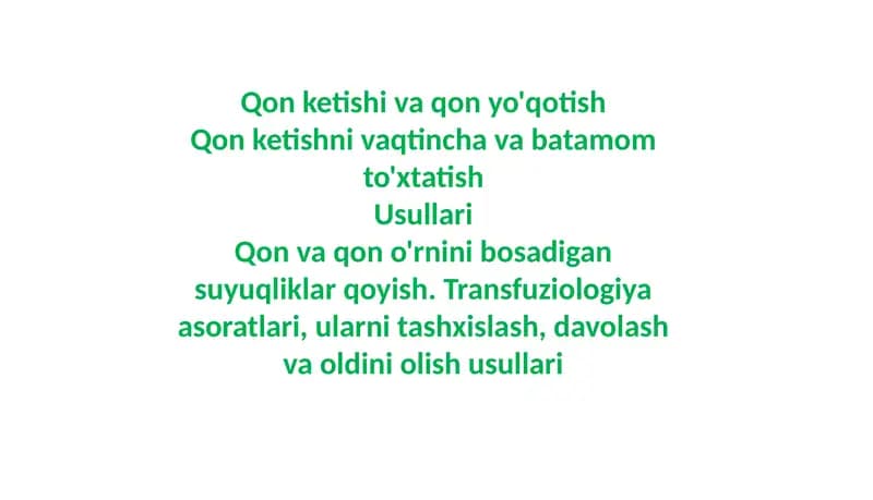 Qon Ketish, Qon Yuoqtish
