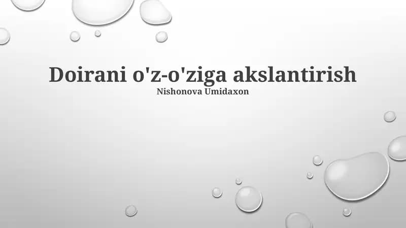 Doirani o'z-o'ziga akslantirish