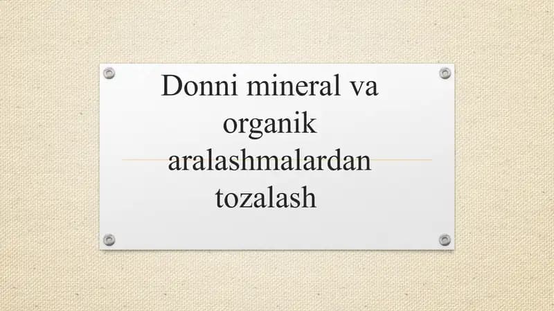 Donni mineral va organik aralashmalardan tozalash