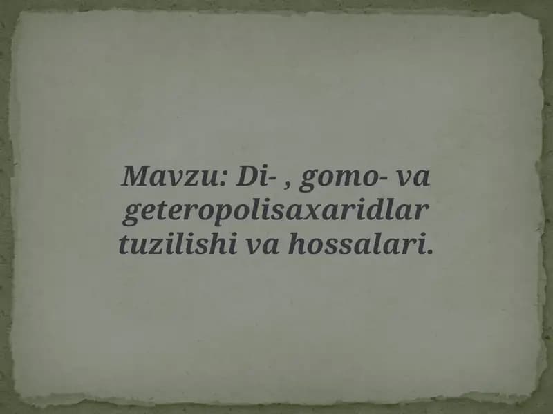 Uglevodlar tibbiy va biokimyosi