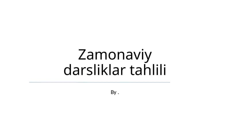 Zamonaviy darsliklar tahlili