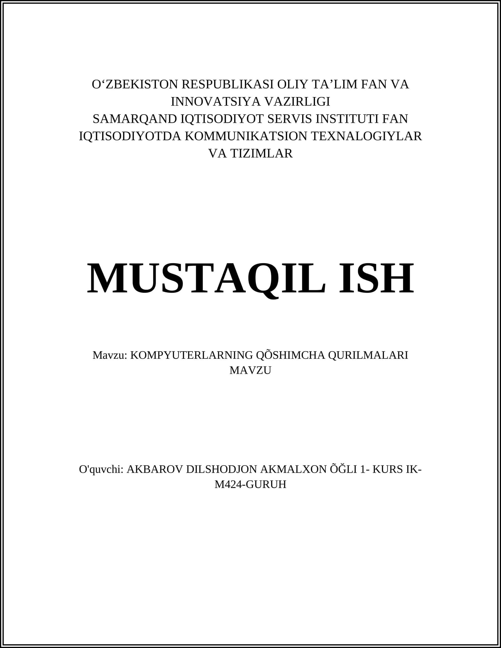 KOMPYUTERLARNING QÕSHIMCHA QURILMALARI