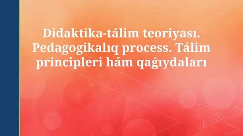 Didaktika-tálim teoriyası