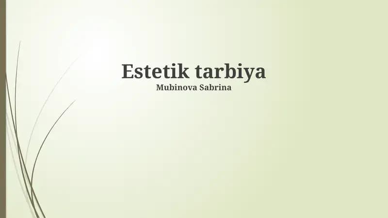 Estetik tarbiya