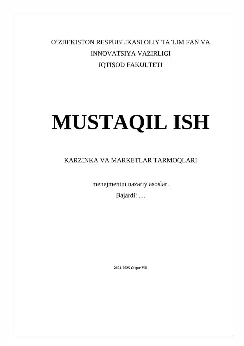Karzinka va Marketlar Tarmoqlari