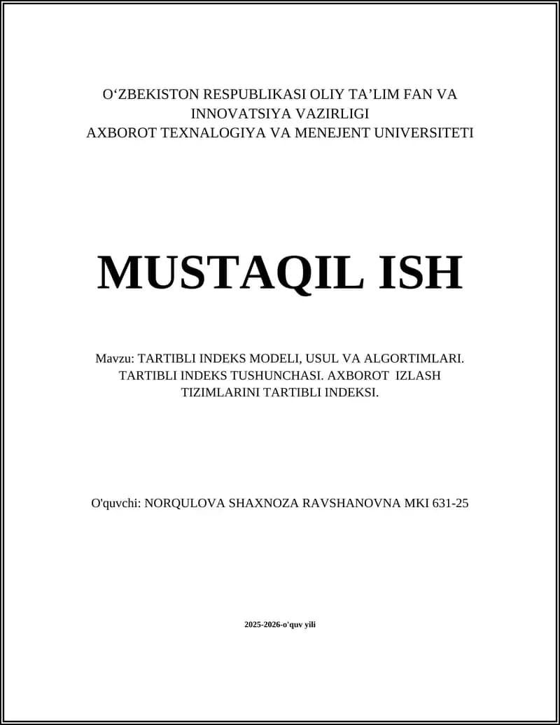 Tartibli indeks modellari