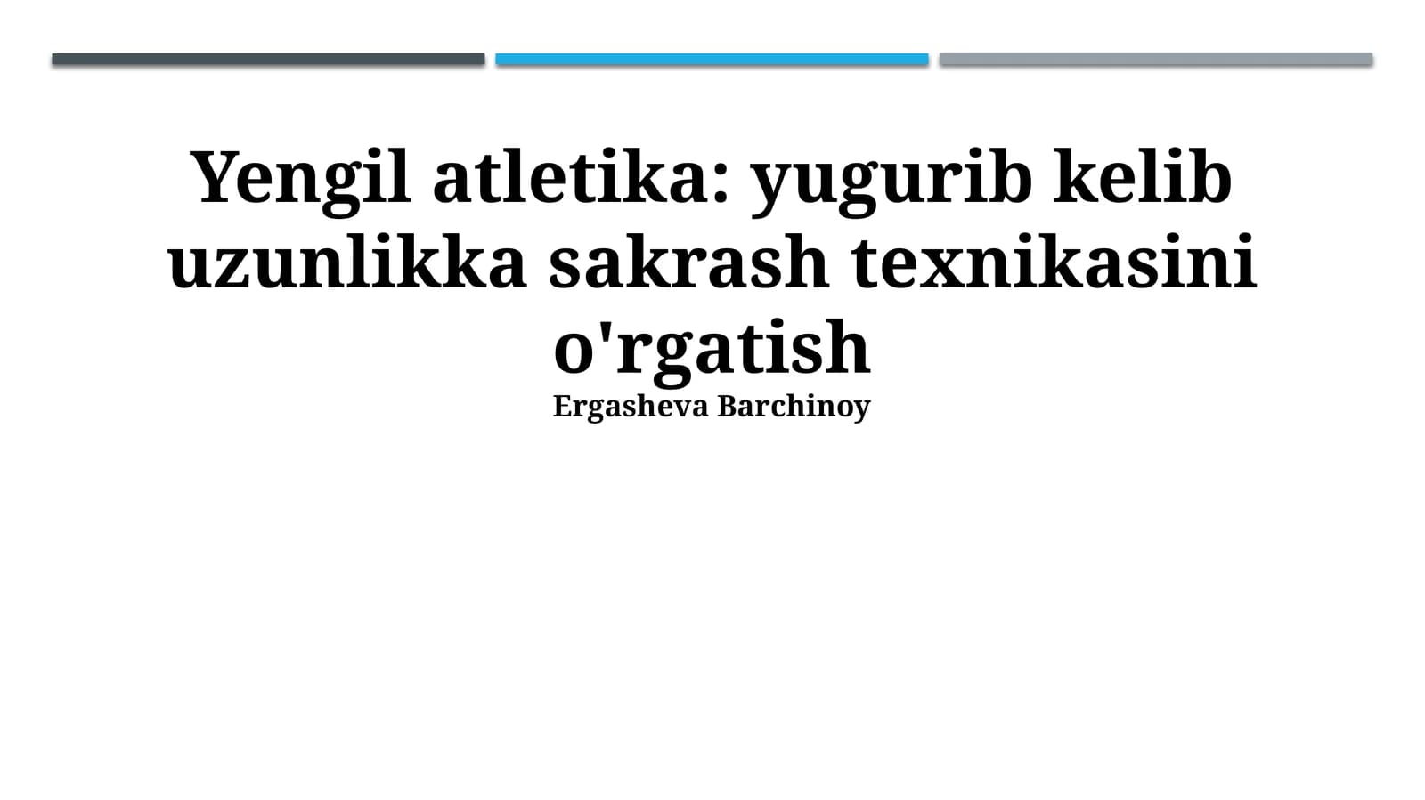 Yengil atletika: yugurib kelib uzunlikka sakrash texnikasini o'rgatish
