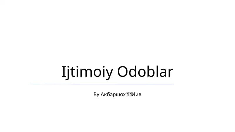 Ijtimoiy Odoblar