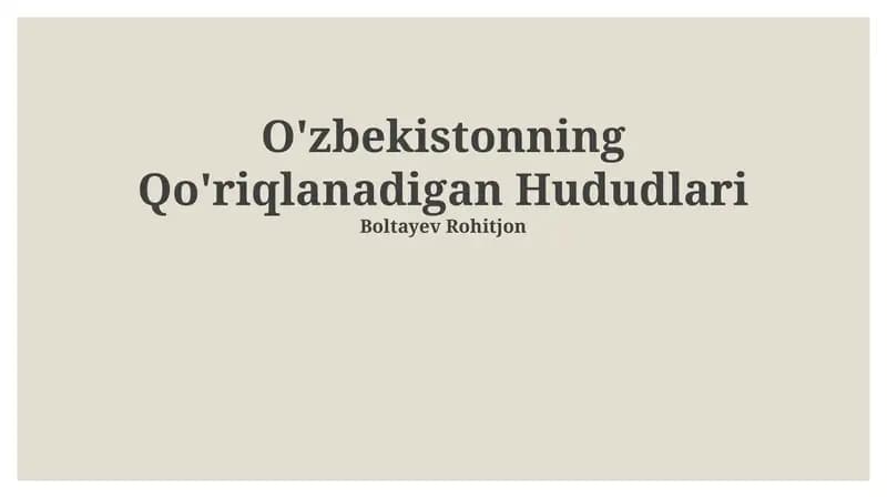 O'zbekistonning Qo'riqlanadigan Hududlari