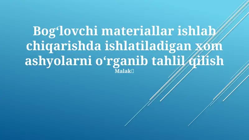 Xom ashyo tahlili