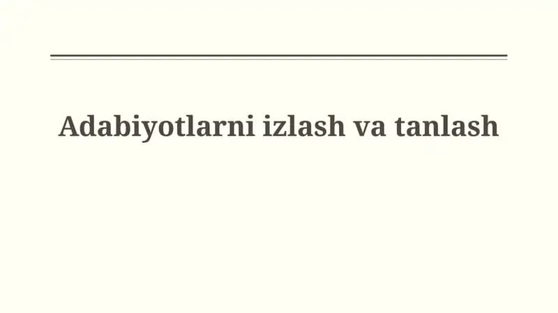 Adabiyotlarni izlashvatanlash