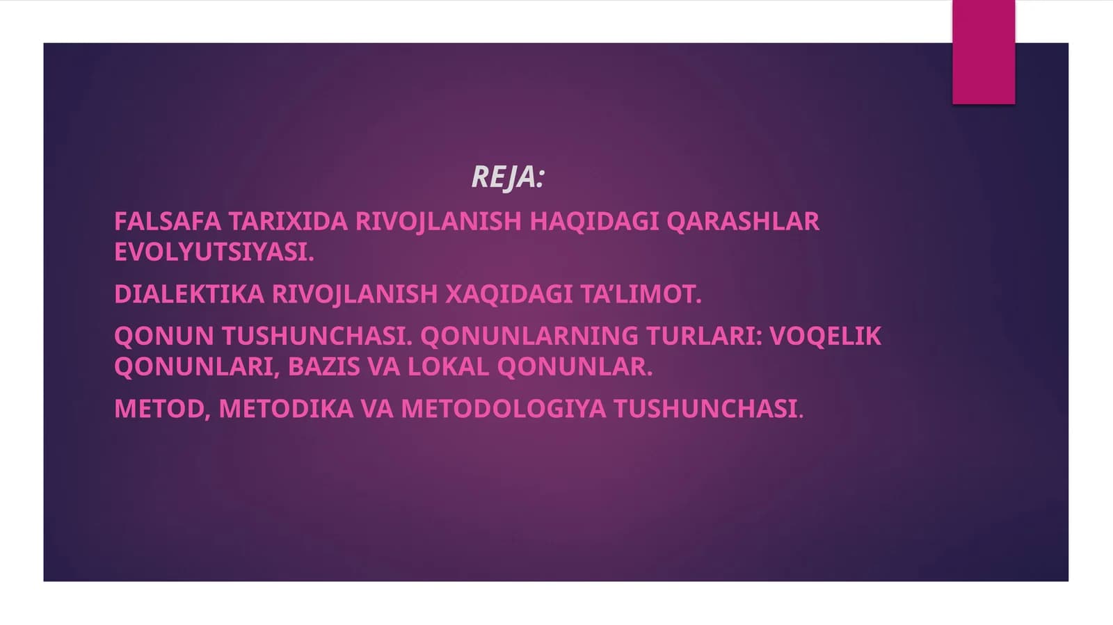Falsafa tarixida rivojlanish haqidagi qarashlar evolyutsiyasi