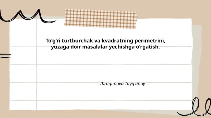 To‘g‘ri turtburchаk vа kvаdrаtning perimetri