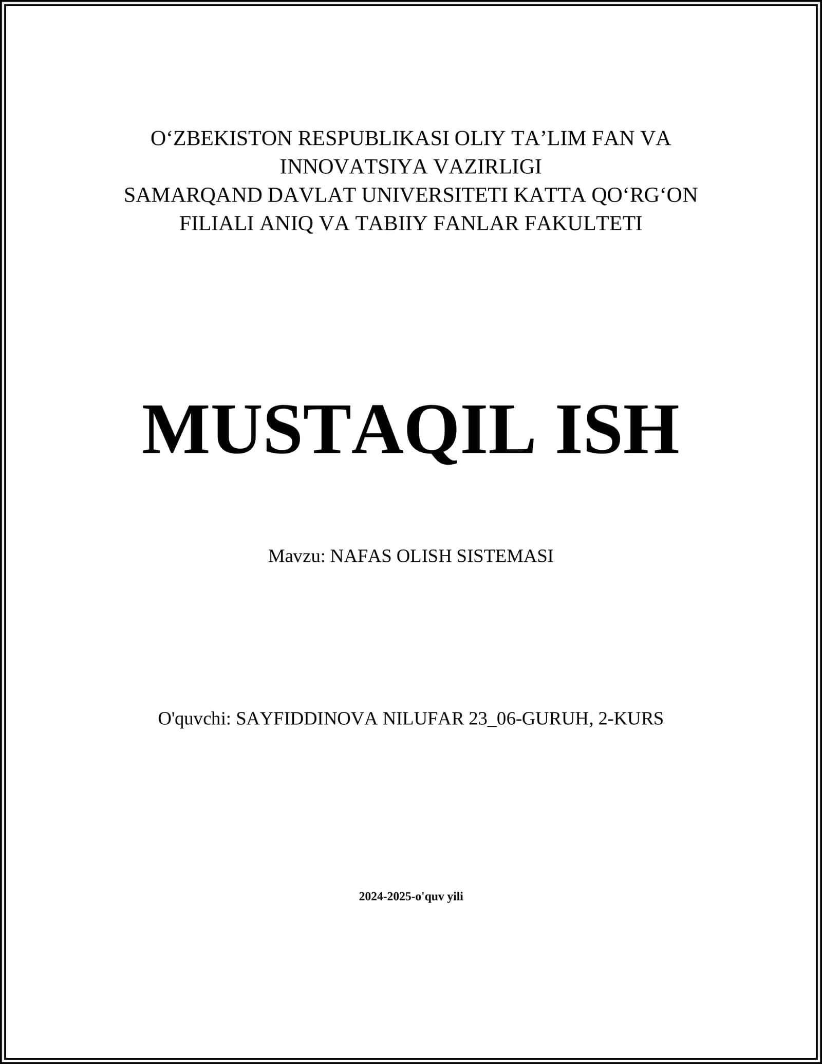 NAFAS OLISH SISTEMASI