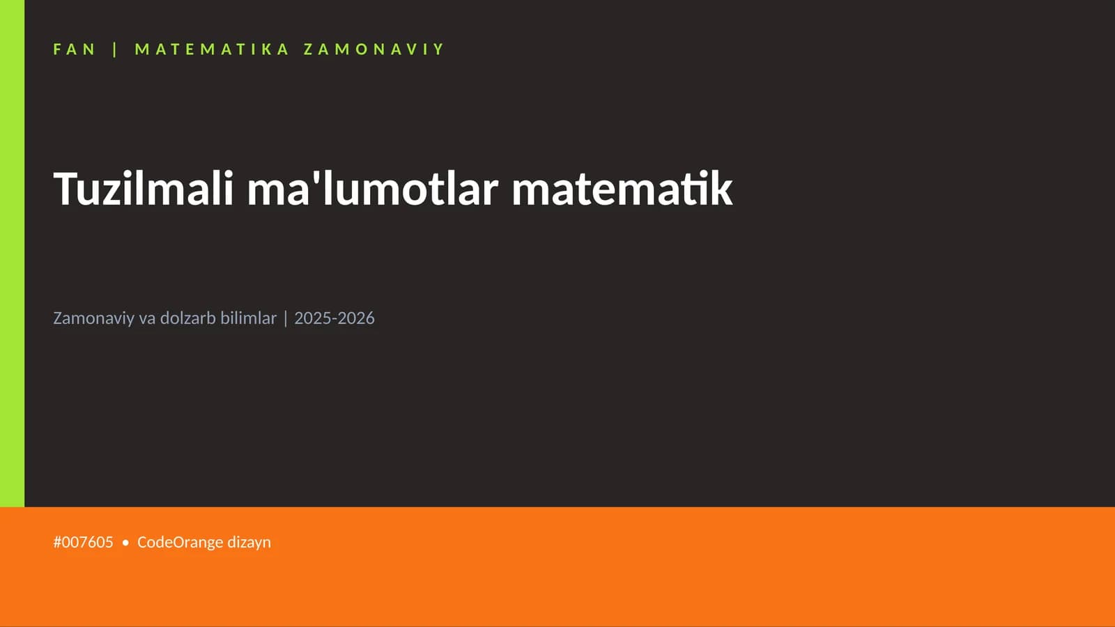 MATEMATIKA ZAMONAVIY