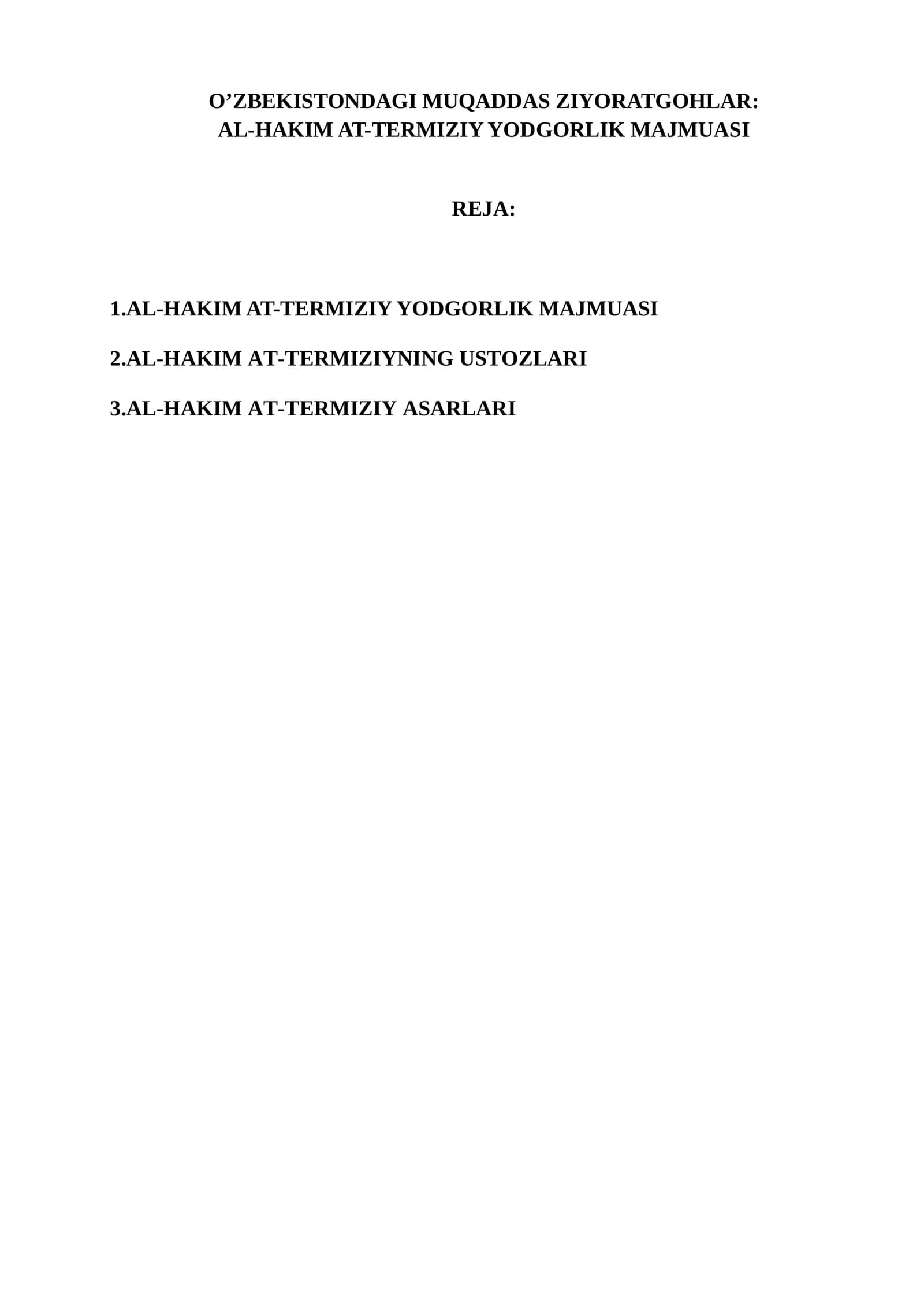 AL-HAKIM AT-TERMIZIY YODGORLIK MAJMUASI