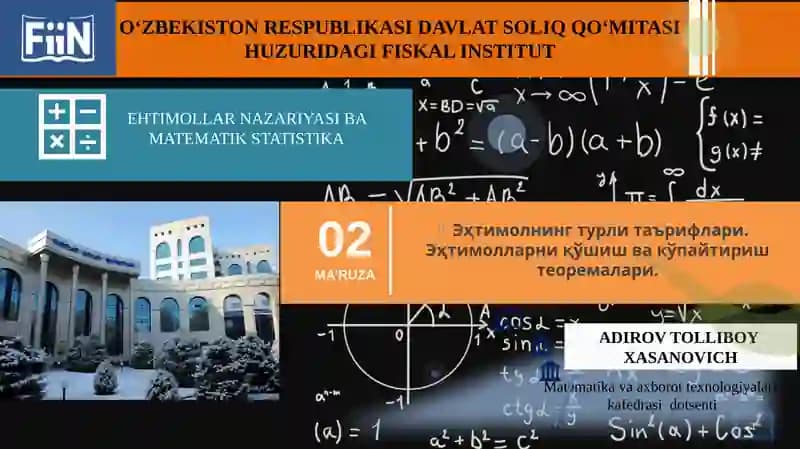 EHTIMOLLAR NAZARIYASI BA MATEMATIK STATISTIKA