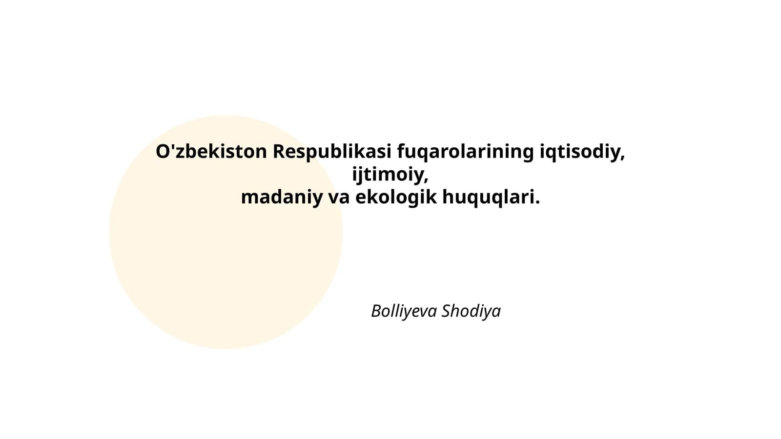 O'zbekiston Respublikasi fuqarolarining iqtisodiy huquqlari