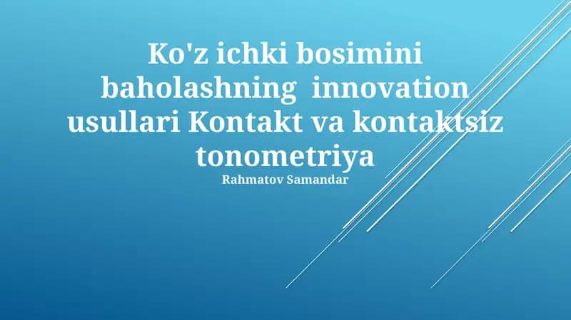Kontakt va kontaktsiz tonometriya
