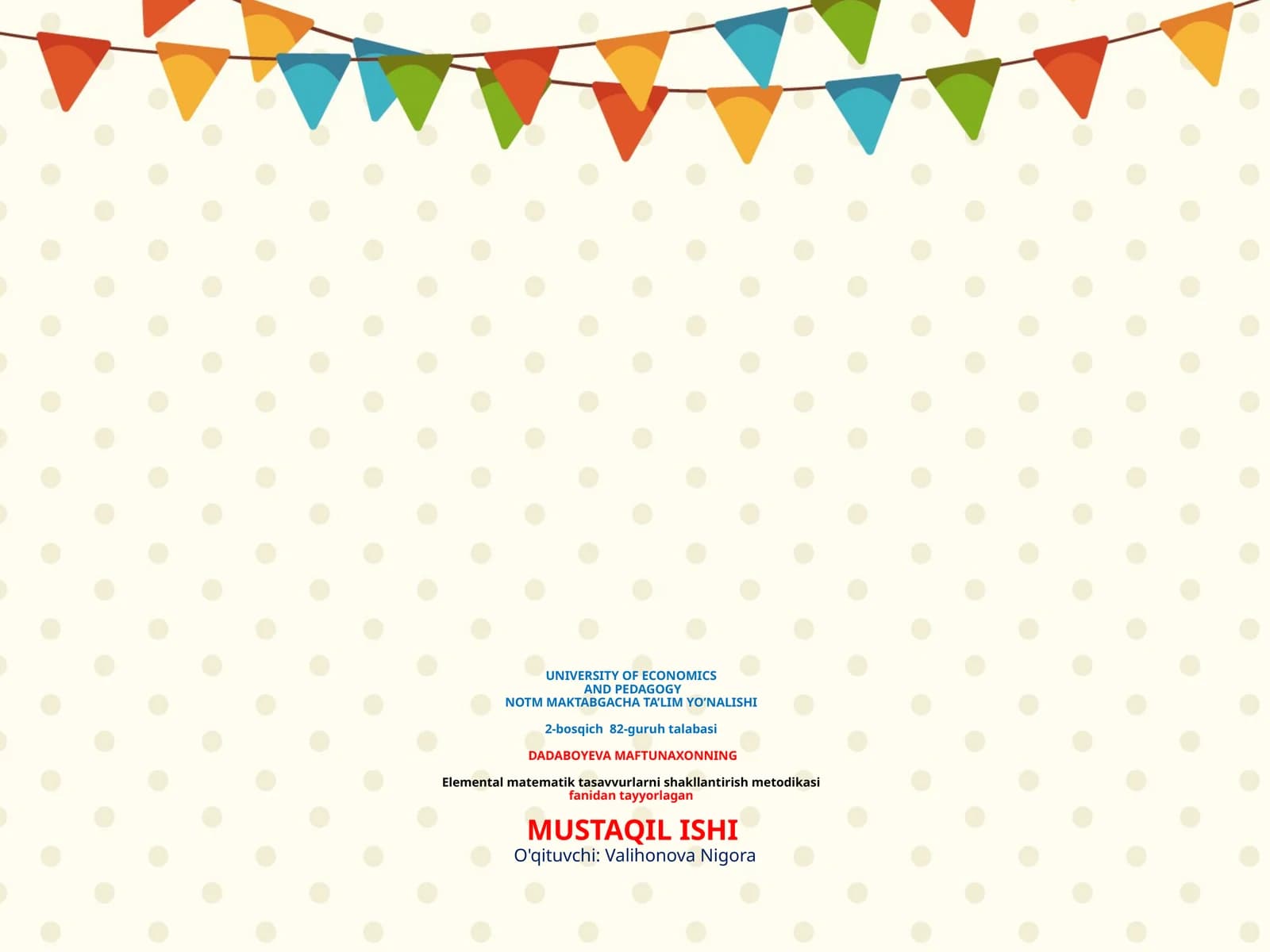 Bolalar ongida natural sonlar qatori tizimining tarkib topishi