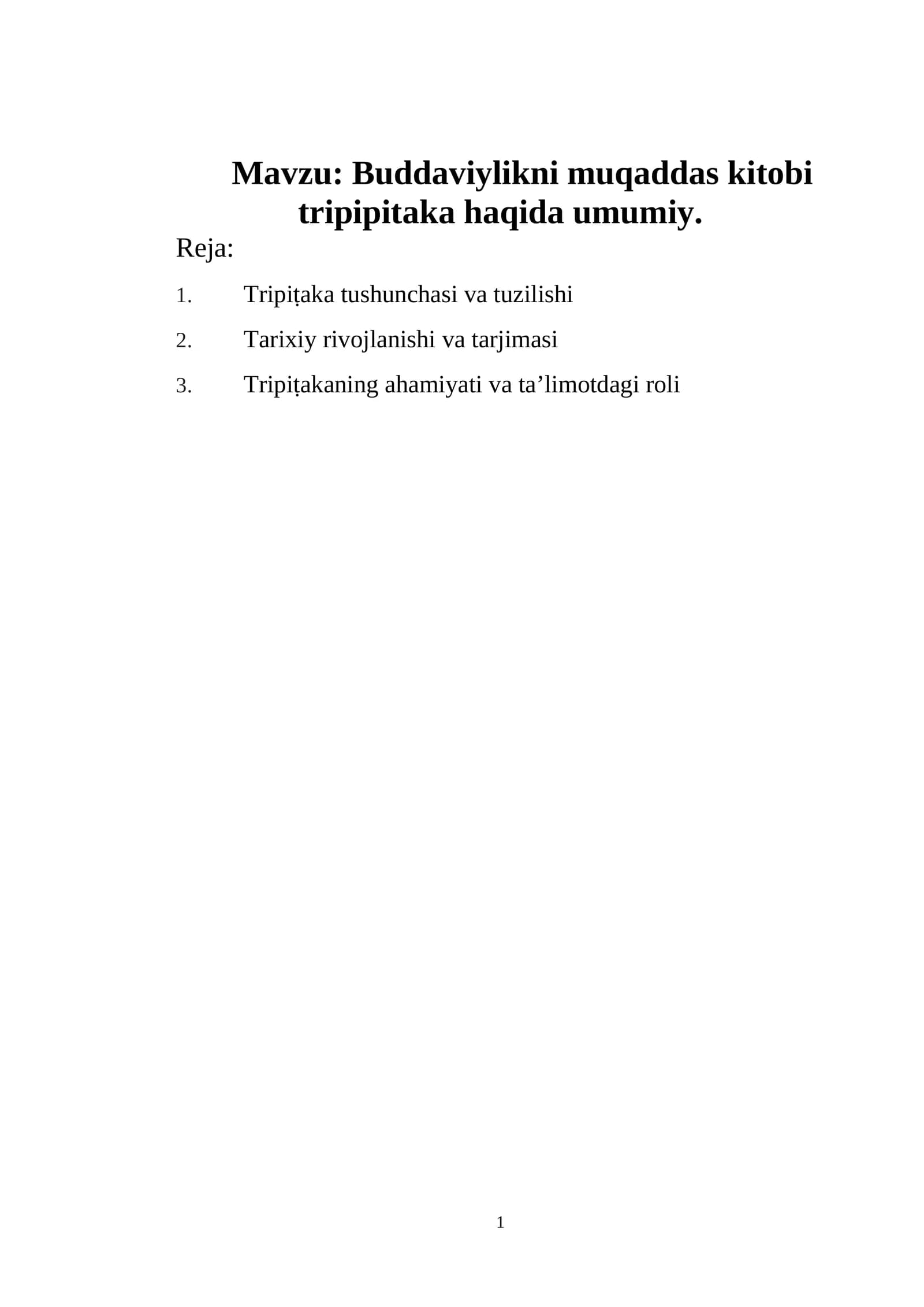 Buddaviylikni muqaddas kitobi tripipitaka haqida umumiy
