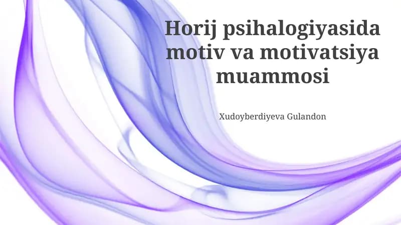 Motiv va motivatsiya muammosi