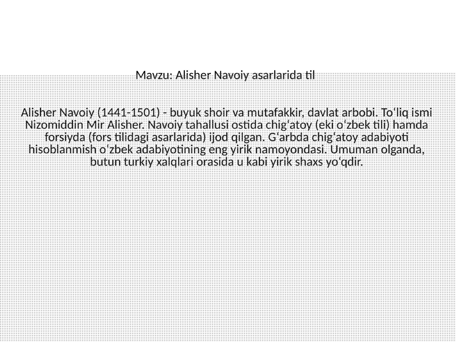 AlisherNavoiyasarlaridatil