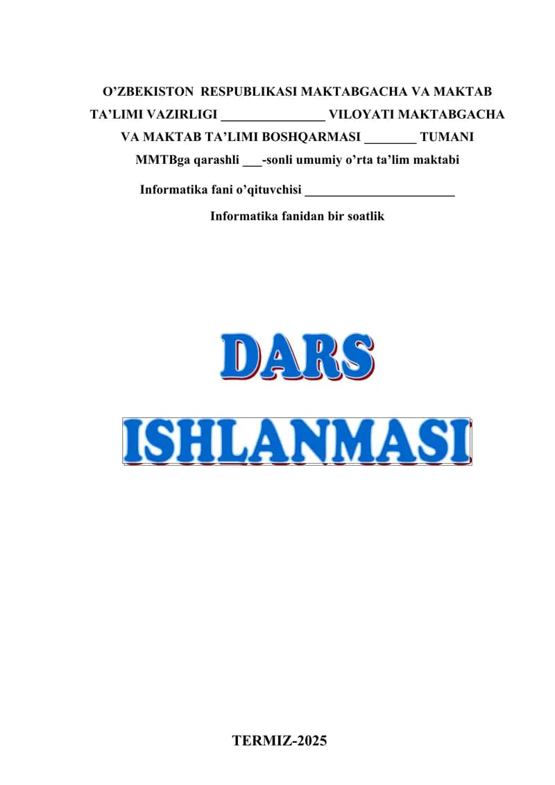 HUJJATGA HEADER VA FOOTER MAYDONLARINI QOʻSHISH