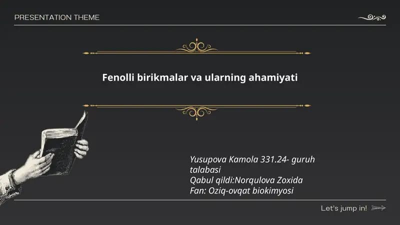 Fenolli birikmalar va ularning ahamiyati