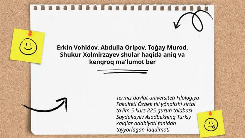 Turkiy xalqlar adabiyoti fanidan tayyorlagan Taqdimoti