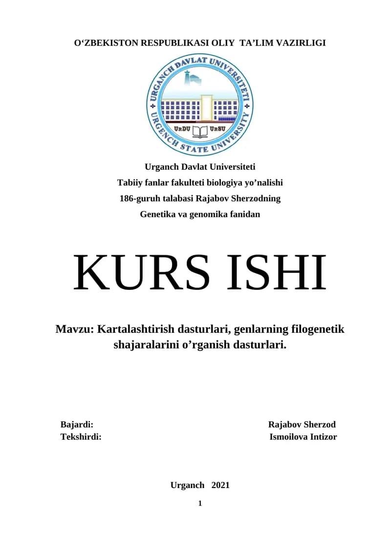 Kartalashtirish dasturlari, genlarning filogenetik shajaralarini o’rganish dasturlari