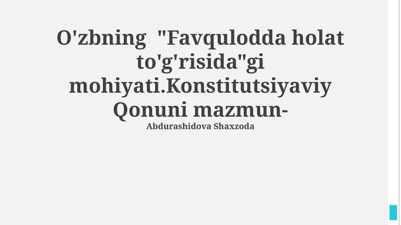 Favqulodda Holat To'g'risidagi Konstitutsiyaviy Qonuni