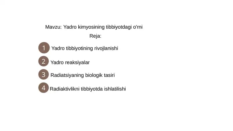 Yadro kimyosining tibbiyotdagi o'rni