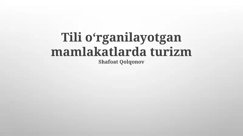 Tili oʻrganilayotgan mamlakatlarda turizm
