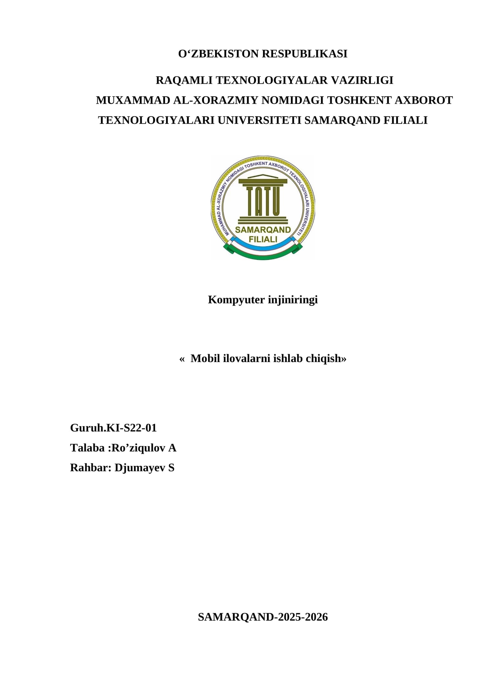 O‘qigan maktabim ilovasi 1 ta oynasi(User interfeysi-UI)ni Flutterda tayyorlash