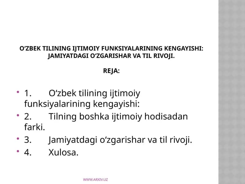 O‘zbek tilining ijtimoiy funksiyalarining kengayishi