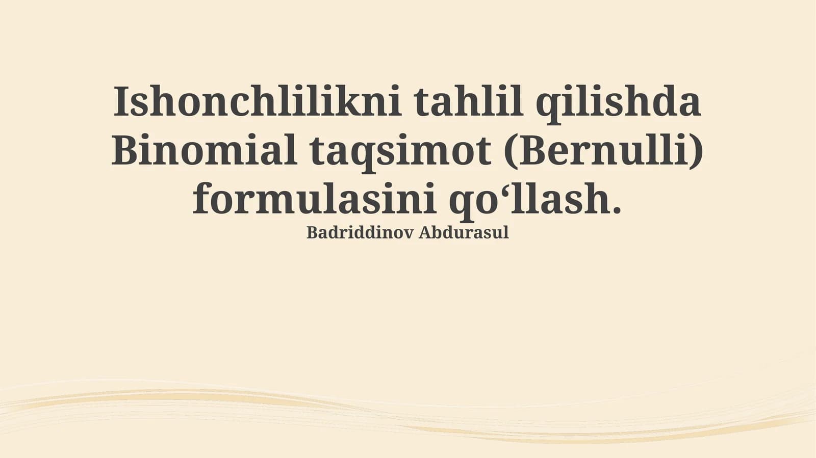 Binomial taqsimotning qo'llanilishi