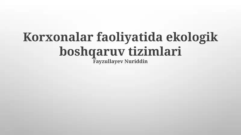 Ekologik boshqaruv tizimlari