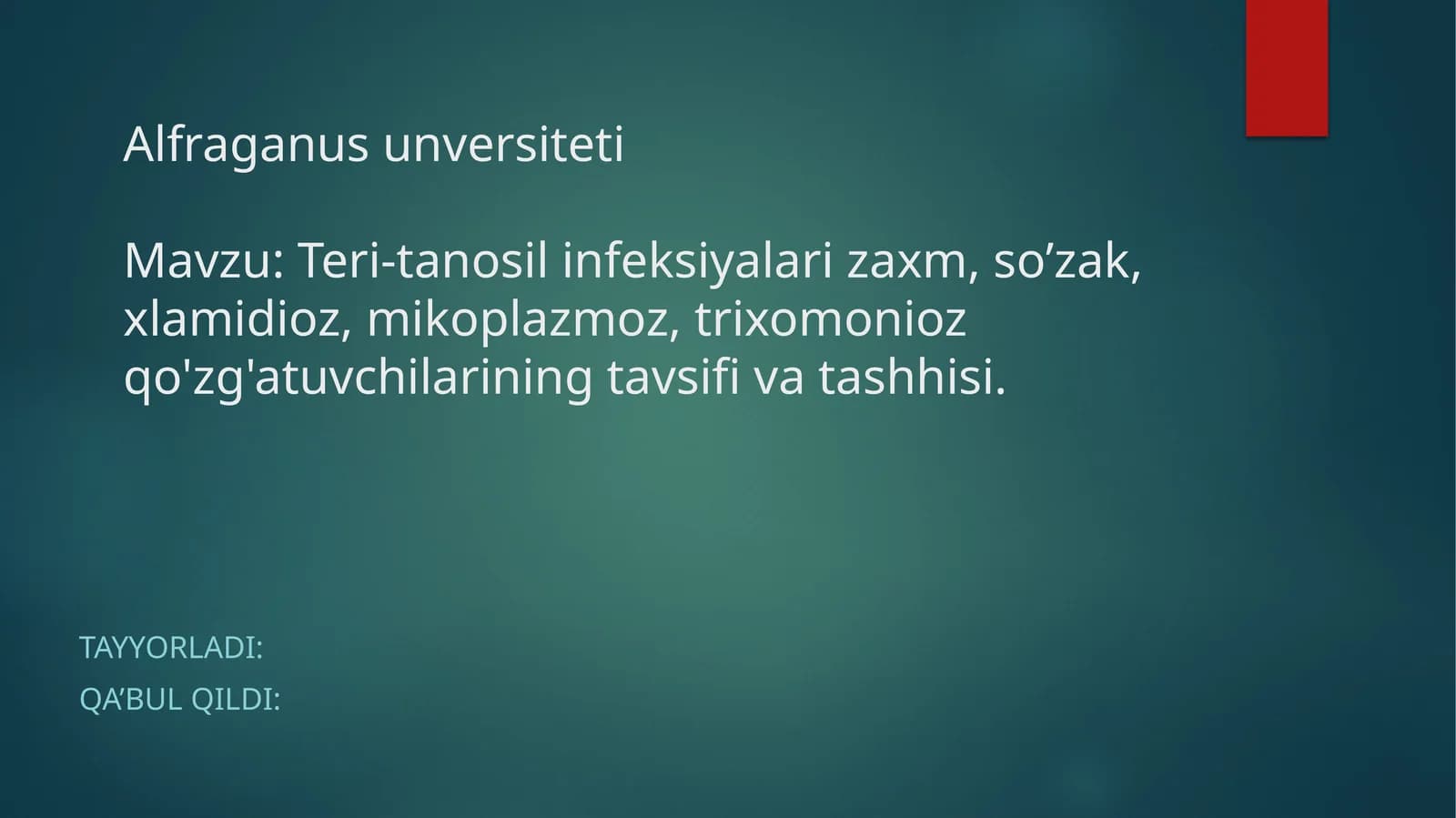 Teri-tanosil infeksiyalari va ularning tavsifi