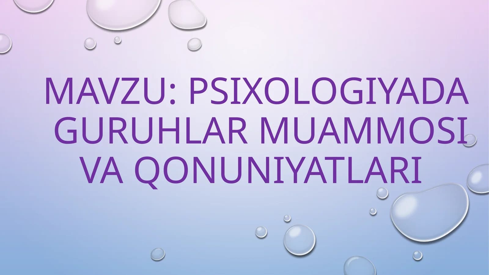 PSIXOLOGIYADA GURUHLAR MUAMMOSI VA QONUNIYATLARI