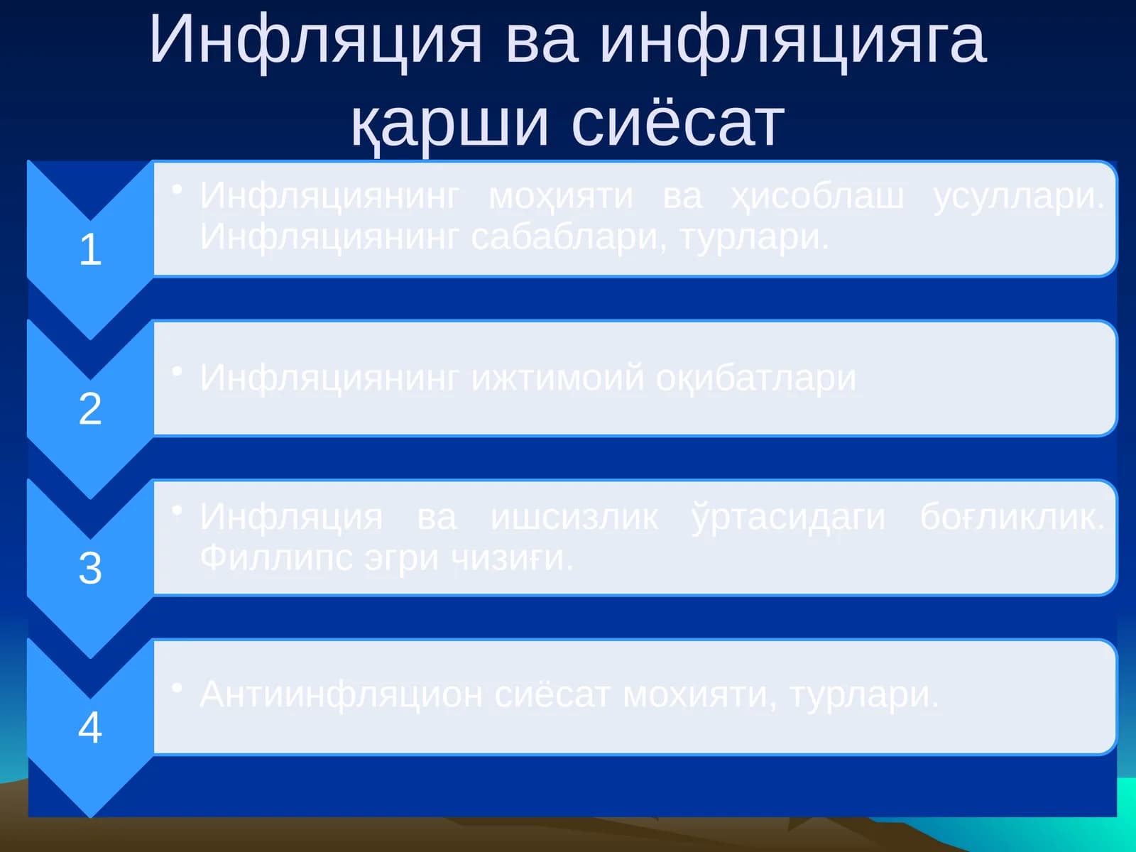 Инфляция ва инфляцияга қарши сиёсат