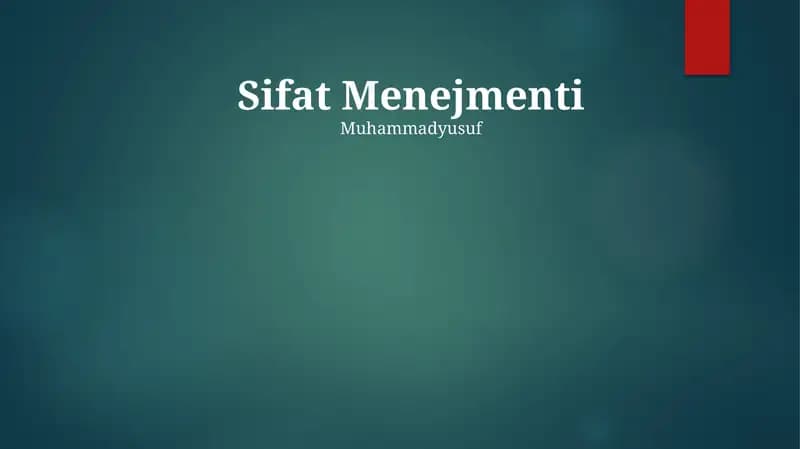 Sifat Menejmenti