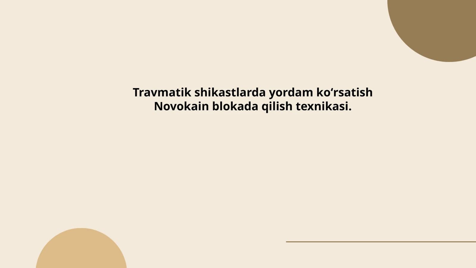 Travmatik shikastlarda yordam koʻrsatish Novokain blokada qilish texnikasi