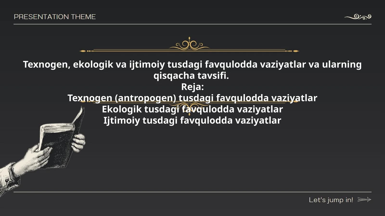 Texnogen, ekologik va ijtimoiy tusdagi favqulodda vaziyatlar va ularning qisqacha tavsifi