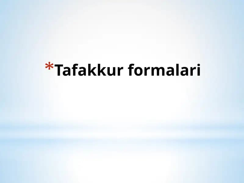TAFAKKUR PSIXOLOGIYASI PREDMETI