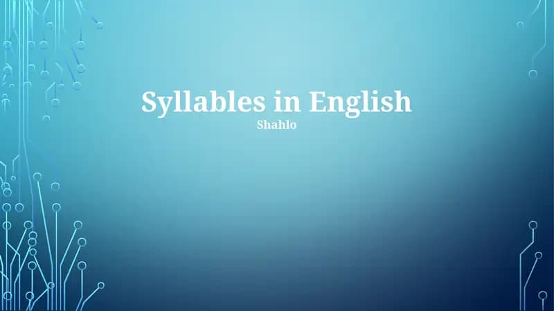 Syllables in English