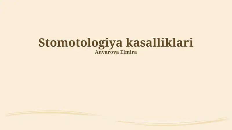 Stomotologiya kasalliklari